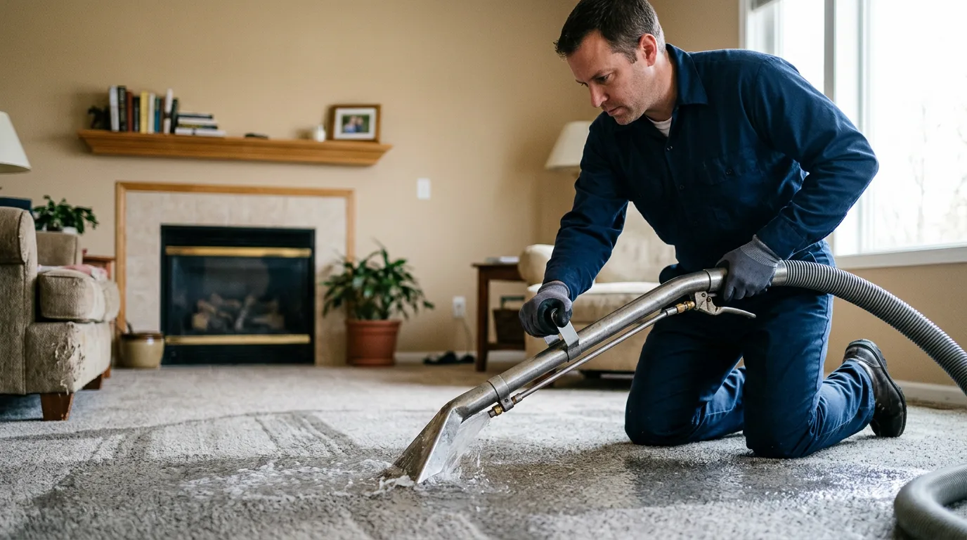 Water damage restoration technician working near De Tour Village, MI